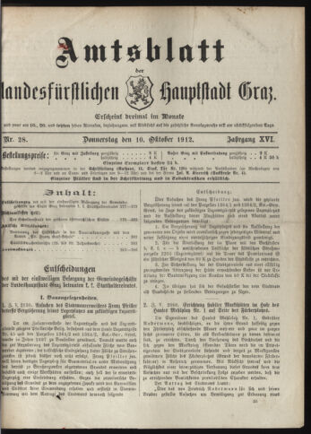 Amtsblatt der landesfürstlichen Hauptstadt Graz 19121010 Seite: 1