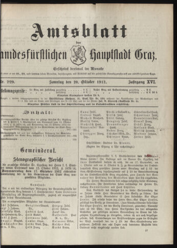 Amtsblatt der landesfürstlichen Hauptstadt Graz 19121020 Seite: 1