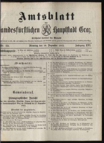 Amtsblatt der landesfürstlichen Hauptstadt Graz 19121210 Seite: 1