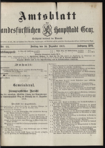 Amtsblatt der landesfürstlichen Hauptstadt Graz 19121220 Seite: 1