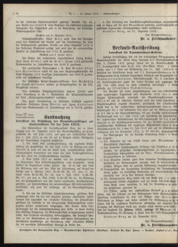 Amtsblatt der landesfürstlichen Hauptstadt Graz 19130110 Seite: 22