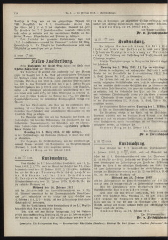 Amtsblatt der landesfürstlichen Hauptstadt Graz 19130220 Seite: 28