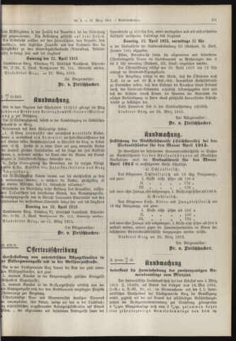 Amtsblatt der landesfürstlichen Hauptstadt Graz 19130331 Seite: 13