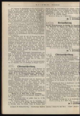 Amtsblatt der landesfürstlichen Hauptstadt Graz 19130410 Seite: 20