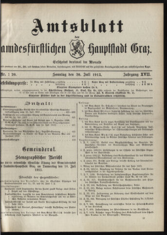 Amtsblatt der landesfürstlichen Hauptstadt Graz 19130720 Seite: 1