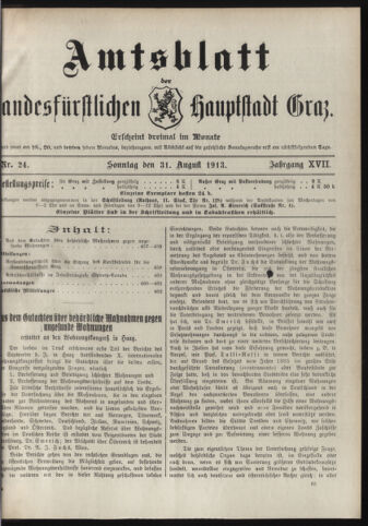 Amtsblatt der landesfürstlichen Hauptstadt Graz 19130831 Seite: 1