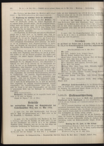 Amtsblatt der landesfürstlichen Hauptstadt Graz 19140520 Seite: 18