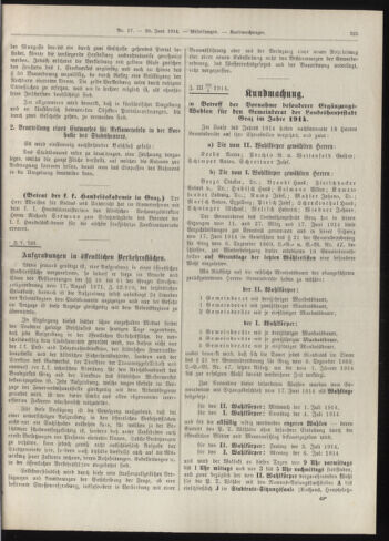 Amtsblatt der landesfürstlichen Hauptstadt Graz 19140620 Seite: 19