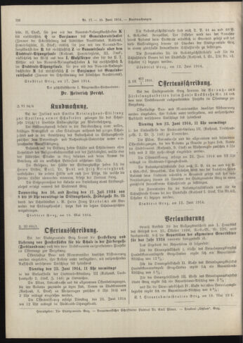 Amtsblatt der landesfürstlichen Hauptstadt Graz 19140620 Seite: 20