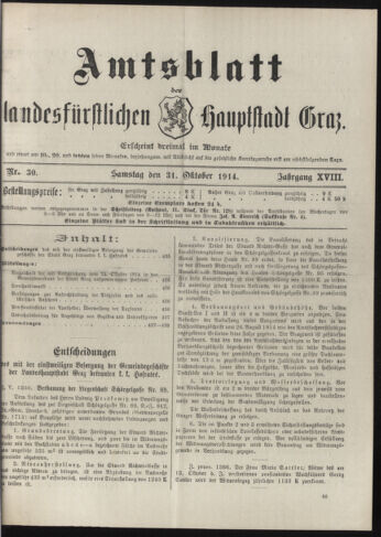 Amtsblatt der landesfürstlichen Hauptstadt Graz 19141031 Seite: 1