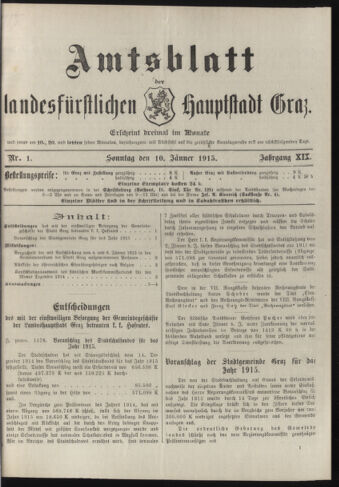 Amtsblatt der landesfürstlichen Hauptstadt Graz 19150110 Seite: 1