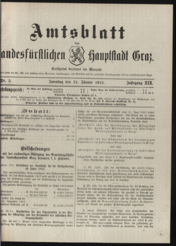 Amtsblatt der landesfürstlichen Hauptstadt Graz 19150131 Seite: 1