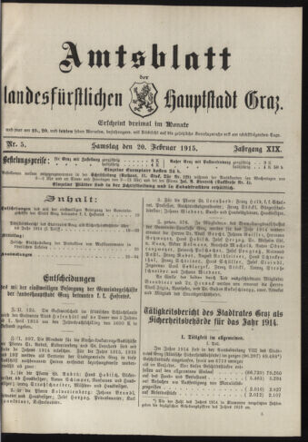 Amtsblatt der landesfürstlichen Hauptstadt Graz 19150220 Seite: 1