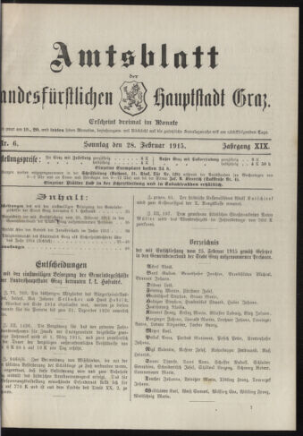 Amtsblatt der landesfürstlichen Hauptstadt Graz 19150228 Seite: 1