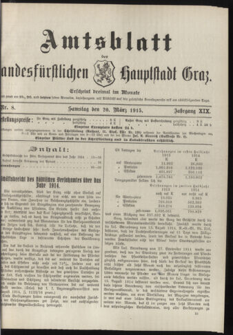 Amtsblatt der landesfürstlichen Hauptstadt Graz 19150320 Seite: 1