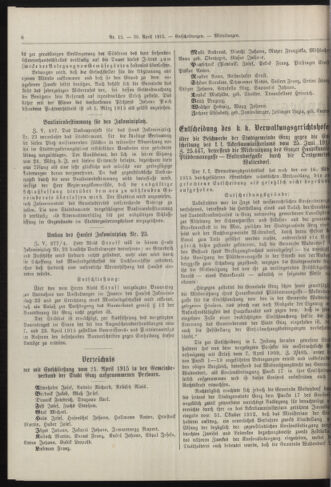 Amtsblatt der landesfürstlichen Hauptstadt Graz 19150430 Seite: 2