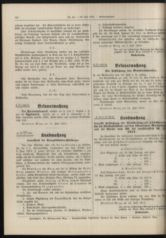 Amtsblatt der landesfürstlichen Hauptstadt Graz 19150720 Seite: 6