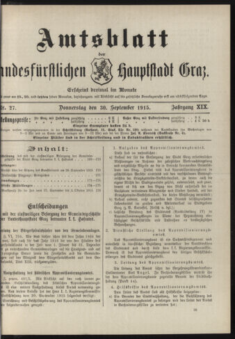 Amtsblatt der landesfürstlichen Hauptstadt Graz 19150930 Seite: 1