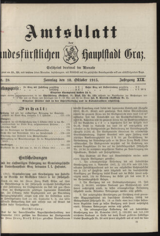 Amtsblatt der landesfürstlichen Hauptstadt Graz 19151010 Seite: 1