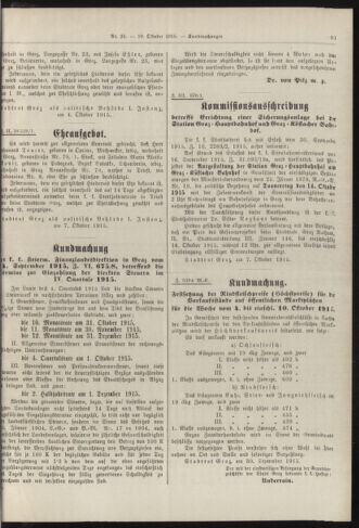 Amtsblatt der landesfürstlichen Hauptstadt Graz 19151010 Seite: 5