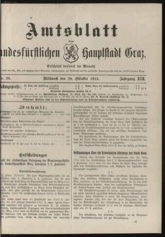 Amtsblatt der landesfürstlichen Hauptstadt Graz 19151020 Seite: 1