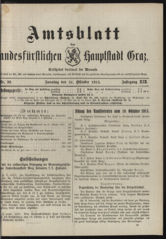 Amtsblatt der landesfürstlichen Hauptstadt Graz 19151031 Seite: 1