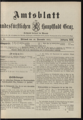 Amtsblatt der landesfürstlichen Hauptstadt Graz 19151110 Seite: 1