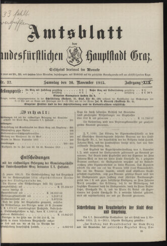 Amtsblatt der landesfürstlichen Hauptstadt Graz 19151120 Seite: 1