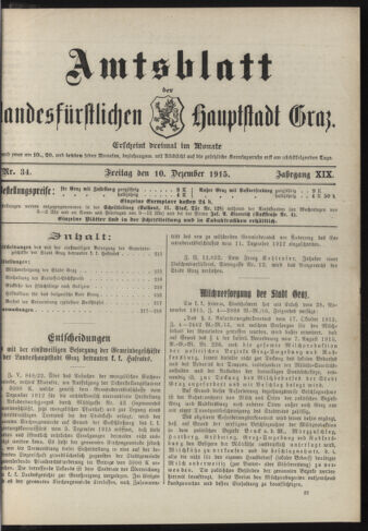 Amtsblatt der landesfürstlichen Hauptstadt Graz 19151210 Seite: 1