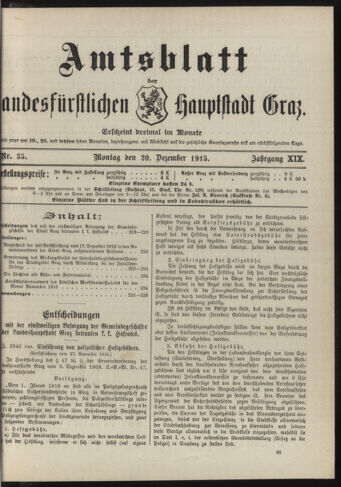 Amtsblatt der landesfürstlichen Hauptstadt Graz 19151220 Seite: 1