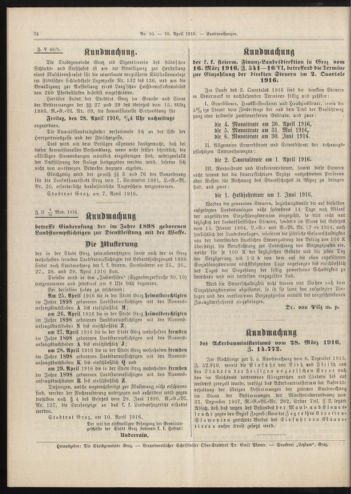 Amtsblatt der landesfürstlichen Hauptstadt Graz 19160410 Seite: 6