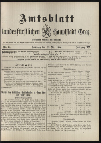 Amtsblatt der landesfürstlichen Hauptstadt Graz 19160520 Seite: 1