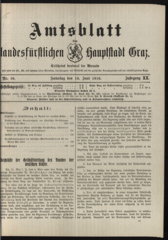 Amtsblatt der landesfürstlichen Hauptstadt Graz 19160610 Seite: 1