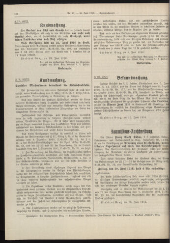 Amtsblatt der landesfürstlichen Hauptstadt Graz 19160620 Seite: 6