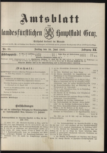 Amtsblatt der landesfürstlichen Hauptstadt Graz 19160630 Seite: 1