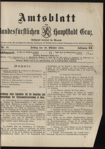 Amtsblatt der landesfürstlichen Hauptstadt Graz 19161020 Seite: 1