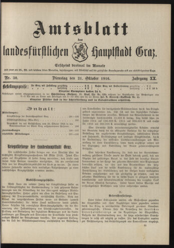 Amtsblatt der landesfürstlichen Hauptstadt Graz 19161031 Seite: 1