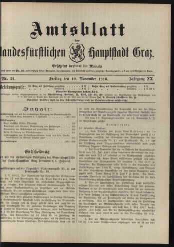 Amtsblatt der landesfürstlichen Hauptstadt Graz 19161110 Seite: 1