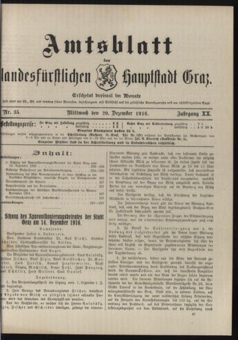 Amtsblatt der landesfürstlichen Hauptstadt Graz 19161220 Seite: 1