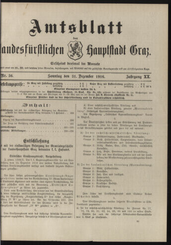 Amtsblatt der landesfürstlichen Hauptstadt Graz 19161231 Seite: 1