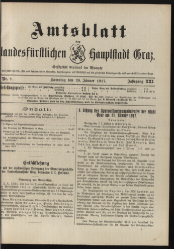 Amtsblatt der landesfürstlichen Hauptstadt Graz 19170120 Seite: 1