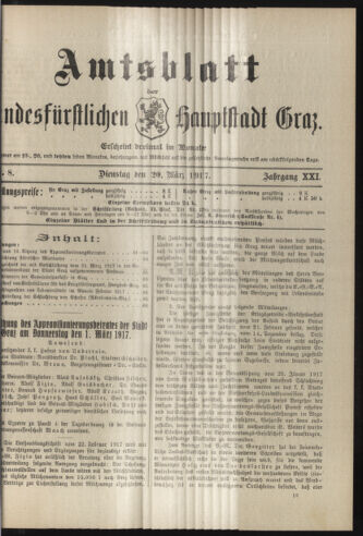 Amtsblatt der landesfürstlichen Hauptstadt Graz 19170320 Seite: 1