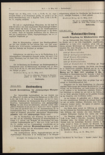 Amtsblatt der landesfürstlichen Hauptstadt Graz 19170331 Seite: 8