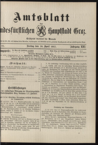 Amtsblatt der landesfürstlichen Hauptstadt Graz 19170420 Seite: 1