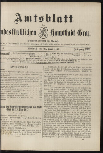 Amtsblatt der landesfürstlichen Hauptstadt Graz 19170620 Seite: 1