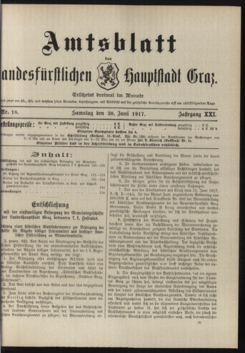 Amtsblatt der landesfürstlichen Hauptstadt Graz 19170630 Seite: 1