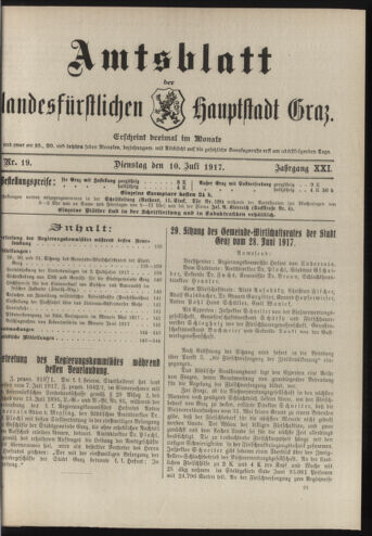 Amtsblatt der landesfürstlichen Hauptstadt Graz 19170710 Seite: 1