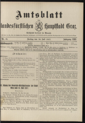 Amtsblatt der landesfürstlichen Hauptstadt Graz 19170720 Seite: 1