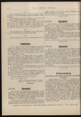 Amtsblatt der landesfürstlichen Hauptstadt Graz 19170810 Seite: 8