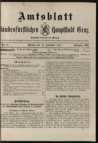 Amtsblatt der landesfürstlichen Hauptstadt Graz 19170910 Seite: 1